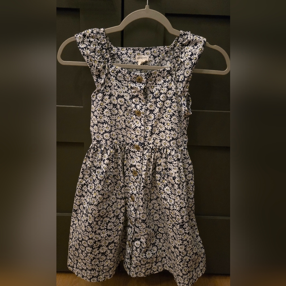JCrew Crewcuts Navy and White Flower Print Sleeveless Sundress